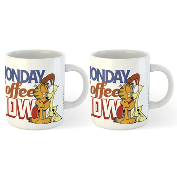 2PK Garfield Monday Coffee Now Cartoon Themed Coffee Mug Drinking Cup 300ml