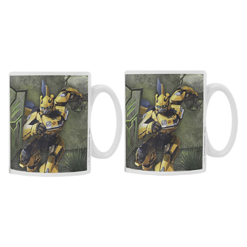 2PK Transformers Themed Cartoon Print White Coffee Mug Drinking Cup 300ml