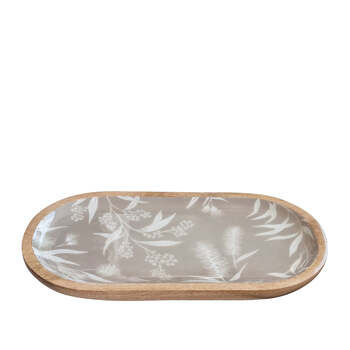 J.Elliot Home Bindi Oval 36x20cm Serving Tray - Grey Beige