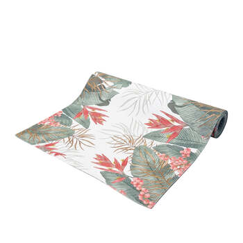 J.Elliot Home Tropical 40x180cm Cotton Table Runner - White & Evergreen