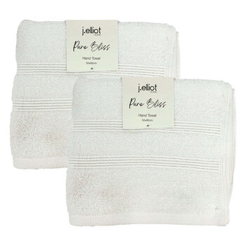 2x 2pc J Elliot Home Terry Cotton 50x85cm Hand Towel - White