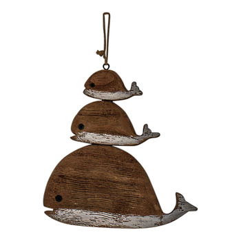 LVD Timber Wood 16cm Whale Stack Hanger Home Decor Ornament - Brown