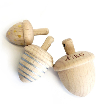 3pc Kiko+ & gg Dongri Acorn Mini Wooden Spinning Top Kids Toy 5y+ Silver