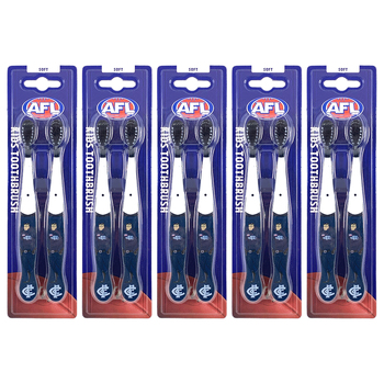 5x 2pc AFL Mascot Kids/Children Soft Bristles Toothbrush Carlton Blues 3y+