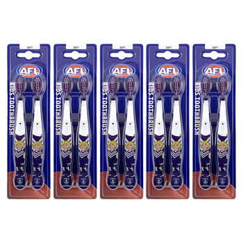 5x 2pc AFL Mascot Kids/Children Soft Bristles Toothbrush Fremantle Dockers 3y+