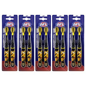 5x 2pc AFL Mascot Kids/Children Soft Bristles Toothbrush Richmond Tigers 3y+