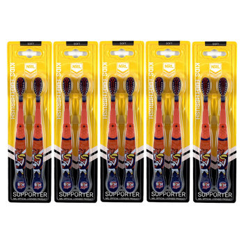 5x 2pc NRL Mascot Sydney Roosters Kids/Toddler Soft Toothbrush 3y+