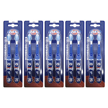 5x 2pc AFL Mascot Kids/Children Soft Bristles Toothbrush Western Bulldogs 3y+