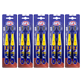 5x 2pc AFL Mascot Kids/Children Soft Bristles Toothbrush West Coast Eagles 3y+