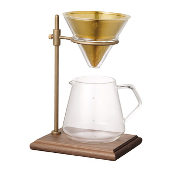 Kinto SCS Brass Pourover 4-Cup 700ml Coffee Brewer w/ Stand Set