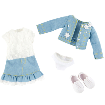 5pc Kruselings Outfit Sweet Mint Denim For 23cm Dolls 3y+