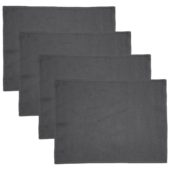 4PK Bambury Home Living Decorative Linen Placemat Charcoal Woven 33 x 45cm