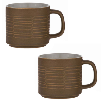 2PK Ladelle Carve Mustard Mug