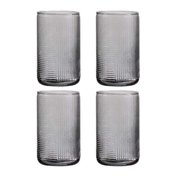 4pc Ladelle Savannah Ribbed Graphite Highball Tumbler 410ml