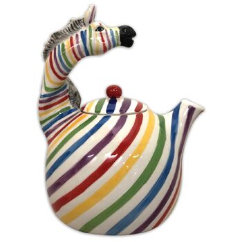 Coloured Zebra Novelty Collectable Ceramic Themed Decorative Teapot 20cm