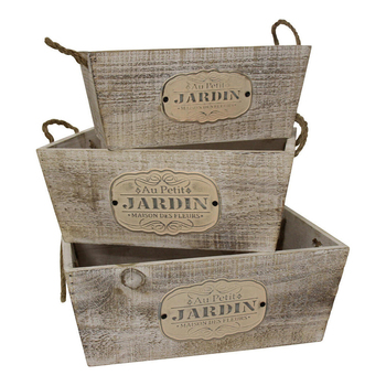 3pc LVD MDF/Jute 23/27/30.5cm Jardin Boxes Rectangle Set