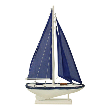 LVD Decorative MDF 47cm Sailing Boat Centrepiece Large - Navy