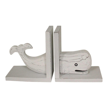 LVD 2pc Whale 30.5x16.5cm Bookend MDF Book Holder - Whitewash