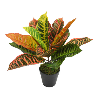 LVD Potted 38cm Croton Faux/Fake Artificial Plant - Red