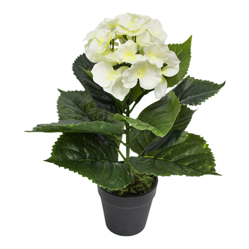 LVD Potted 30cm Hydrangea Artificial Faux/Fake Flower - White