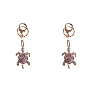 2PK LVD Metal 5cm Turtle Rainbow Keyring Hanging Bag/Key Accessory