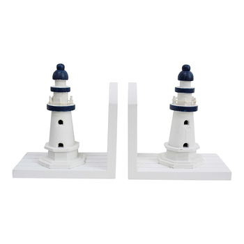 LVD 2pc Lighthouses 34cm Bookend MDF Book Holder - White