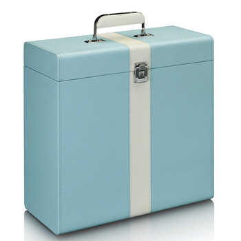 Silcron Vintage Record Carrying Safe Storage Case Blue