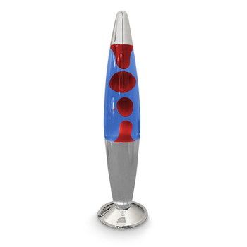 Chrome Blue Water Red Wax Liquid Lava Lamp Light 42cm