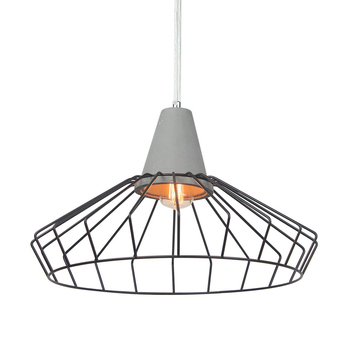 Maine & Crawford 40x124cm Luminite Cage/Concrete Pendant Tab - Black