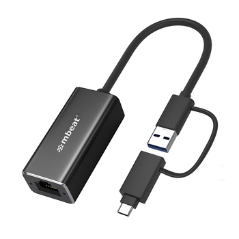 Mbeat 2-In-1 USB 3.1 Gigabit Lan Adapter w/ USB-C Converter