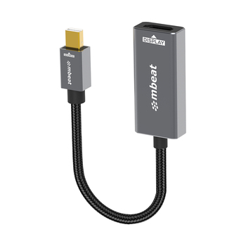 mbeat Tough Link Mini Displayport To HDMI Display Adapter Cable - Grey/Black