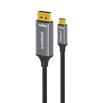 mbeat Tough Link 8K 1.8m USB-C To Displayport Adapter Cable - Grey/Black