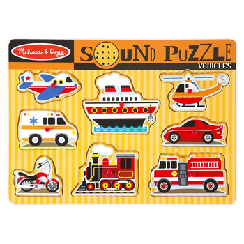 8pc Melissa & Doug Wooden Vehicles Sound Peg Puzzle