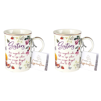 2x Sister Inspiration Mug 360ml New Bone China  Novelty Drinking Cups