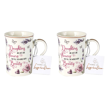 2x Daughter Inspiration Mug 360ml New Bone China  Novelty Drinking Cups