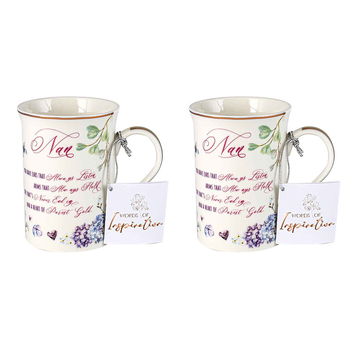 2x Nan Inspiration Mug 360ml New Bone China  Novelty Drinking Cups