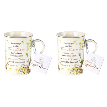 2x Friendship Inspiration Mug 360ml New Bone China  Novelty Drinking Cups