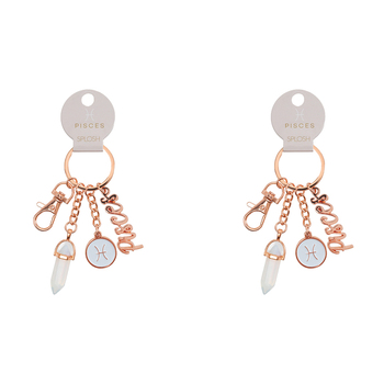 2PK Splosh Mystique Pisces Keychain Zodiac Charm - Rose Gold