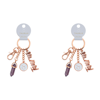 2PK Splosh Mystique Taurus Keychain Zodiac Charm - Rose Gold