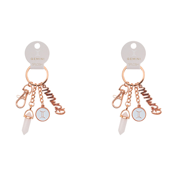 2PK Splosh Mystique Gemini Keychain Zodiac Charm - Rose Gold