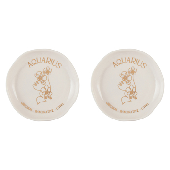 2PK Splosh Mystique Trinket Dish Aquarius Round White 10cm