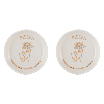 2PK Splosh Mystique Trinket Dish Pisces Round White 10cm