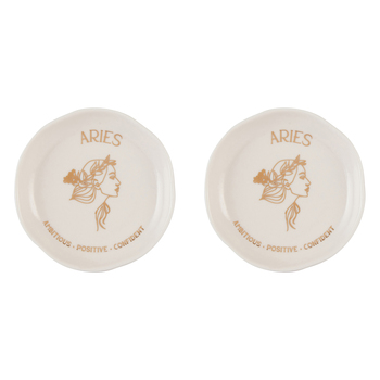 2PK Splosh Mystique Trinket Dish Aries Round White 10cm