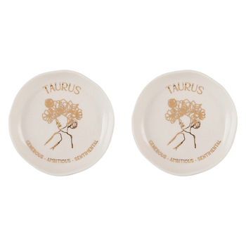 2PK Splosh Mystique Trinket Dish Taurus Round White 10cm