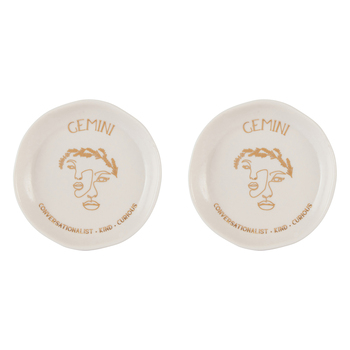 2PK Splosh Mystique Trinket Dish Gemini Round White 10cm