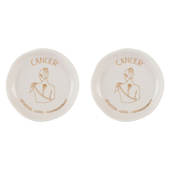 2PK Splosh Mystique Trinket Dish Cancer Round White 10cm