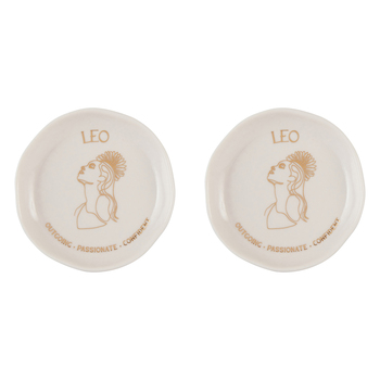 2PK Splosh Mystique Trinket Dish Leo Round White 10cm