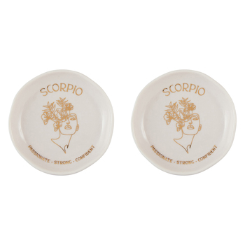 2PK Splosh Mystique Trinket Dish Scorpio Round White 10cm