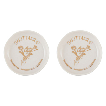 2PK Splosh Mystique Trinket Dish Sagittarius Round White 10cm