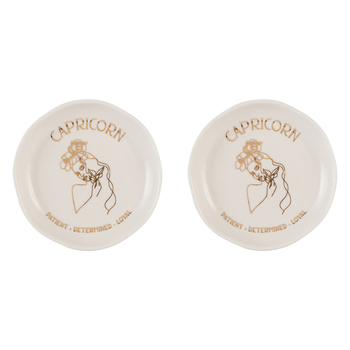 2PK Splosh Mystique Trinket Dish Capricorn Round White 10cm